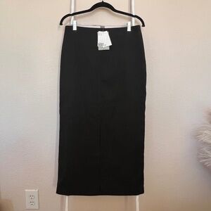H&M Black Midi Skirt Size 8 NWT Straight Career Minimalist
